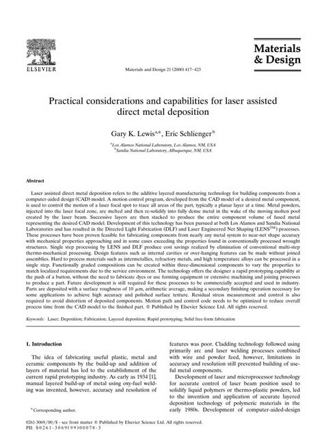 Pdf Practical Considerations And Capabilities For Laser Pdf