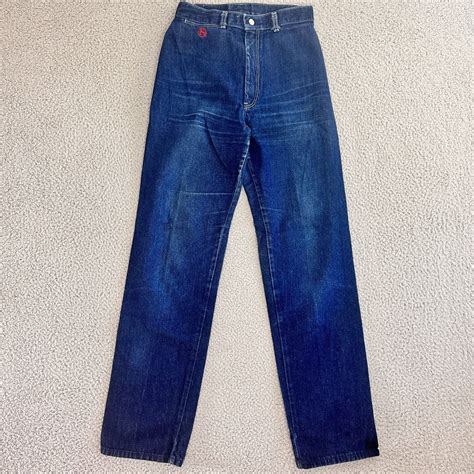 Vintage 70s High Waist Jeans Womens 26 X 32 Dark Wash Gem