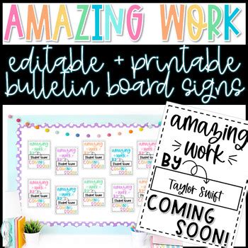 Amazing Work Coming Soon Signs Editable Bulletin Board Door Decor