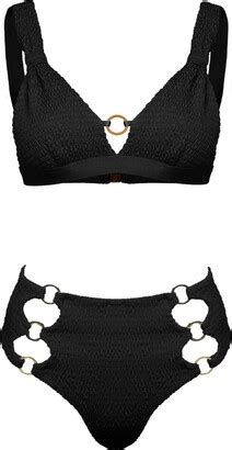 Aanoukis Swimwear Laura Smocked Black Bikini Set Shopstyle Two