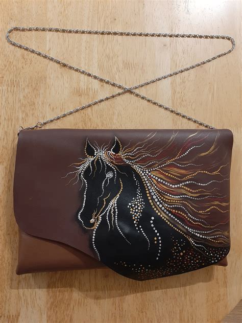 Hand Painted Leather Bag Painted Handmade Real Leather Etsy