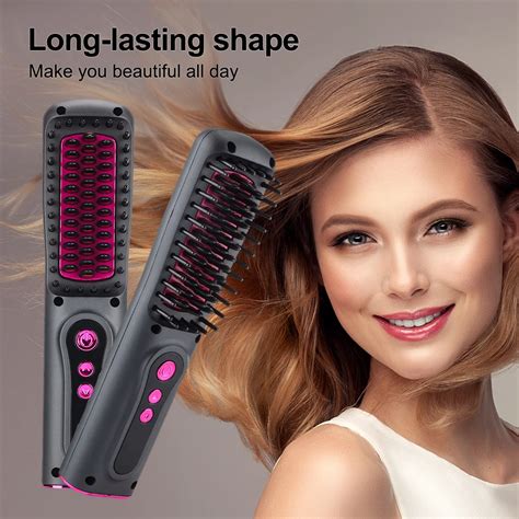 New Wireless Professional Hair Straightener Curler Comb Fast Heating Negative Ion Straightening