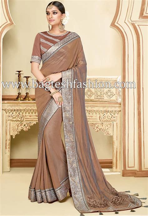 Dual Tone Silk Georgette Musterd Bridal Saree Saree Designs Chiffon Saree Traditional Sarees