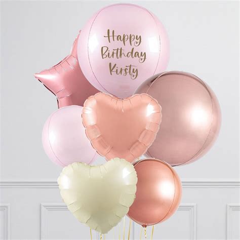 Personalised Rose Gold Helium Big Balloon Bunch Getting Personal