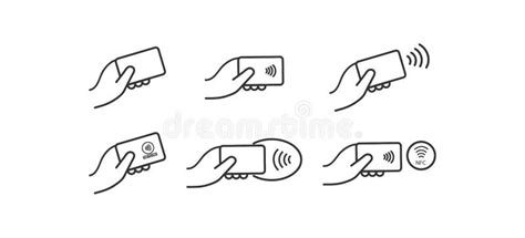 Contactless Payment Icon Set Credit Card And Hand Tap Pay Wave