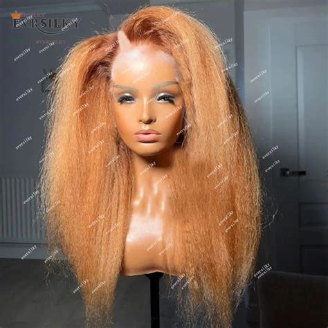 Ombre Honey Blonde Kinky Straight V Part Wigs Unprocessed Human