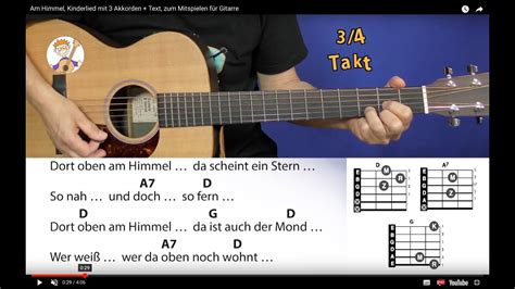 Am Himmel Kinderlied Mit 3 Akkorden Text Zum Mitspielen Für Gitarre Youtube