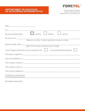 Fillable Online Appointment Of Advocate Form Foretel Fax Email Print