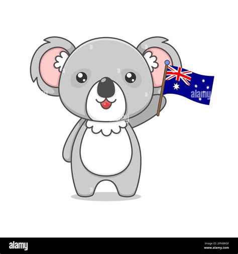 Cute Koala Holding Australian Flag Stock Vector Image Art Alamy