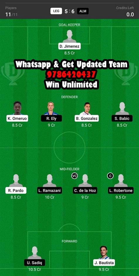 Leg Vs Alm Dream11 Team Fantasy Prediction Laliga 2