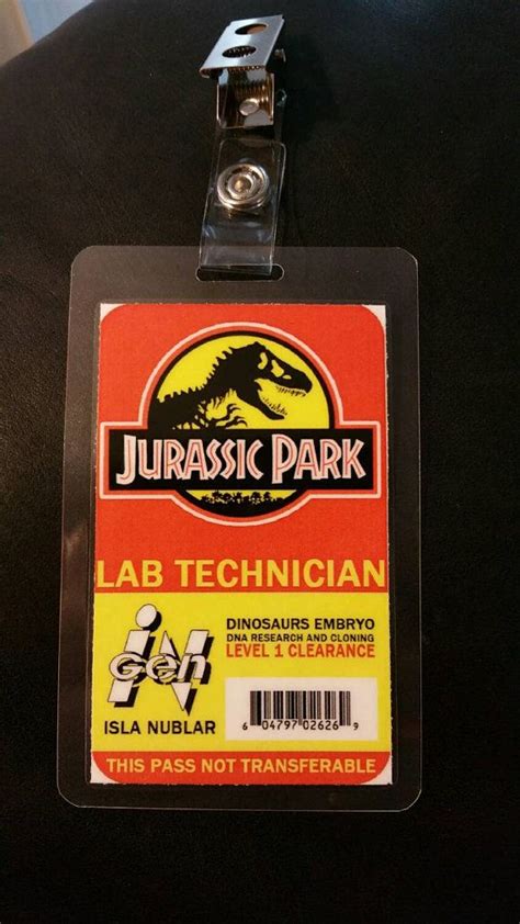 Jurrasic Park Lab Technician Id Badge By Fanmadebadges On Etsy Jurassic Park Birthday Party