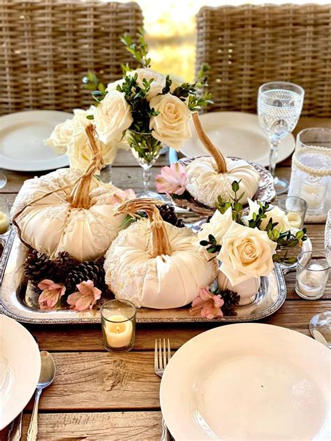 Fall Wedding Centerpiece White Wedding Pumpkins Embellished Etsy