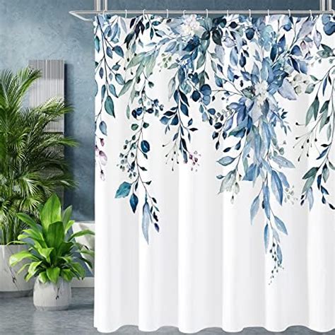 Amazon Jyhoney Blue Eucalyptus Shower Curtain Nature Botanical Set