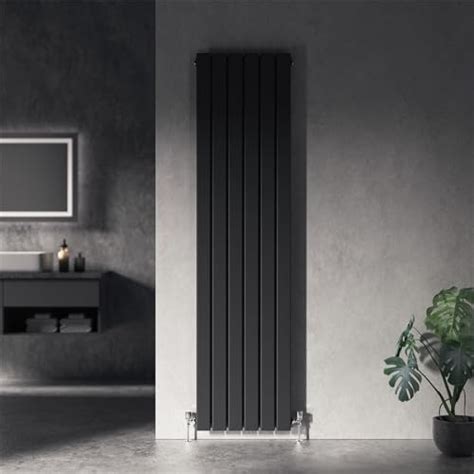 Elegant 1800 X 499 Mm Anthracite Vertical Oval Column Radiator With Mirror Single Panel Designer