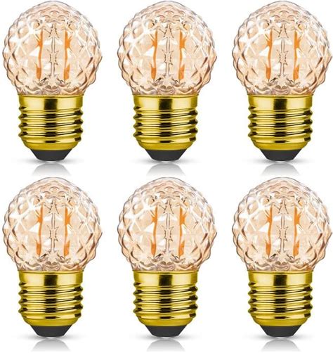 Grensk G40 E26 Low Watt LED Amber Decor Light Bulbs 1W Night Light