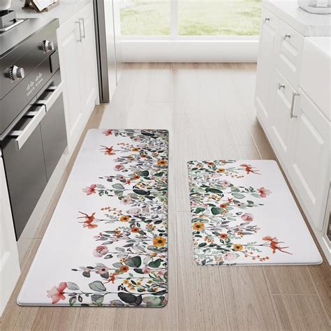 Amazon Aspmiz Spring Floral Kitchen Mats For Floor Cushioned Anti