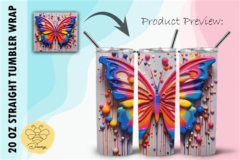 Butterfly 3D Pop Art Tumbler Wrap 17 Graphic By BeeDrawings