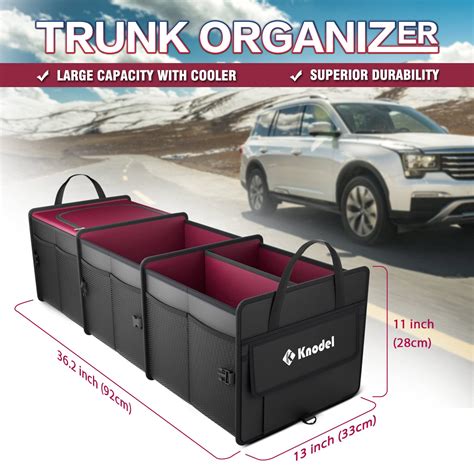 K KNODEL Sturdy Car Trunk Organizer With Premium Insulation Cooler Bag