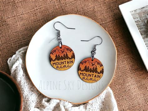 Mountain Mama Earrings Svg Mountain Earring Svg For Glowforge Laser