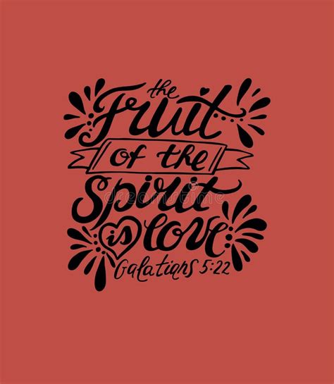 Hand Lettering the Fruit of the Spirit is Love on Red Background. Stock ...