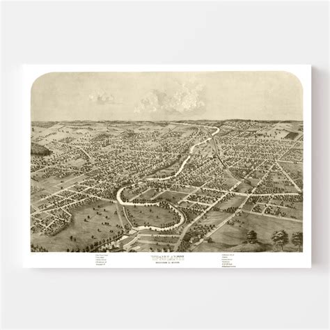 Vintage Map Of Ypsilanti Michigan 1868 By Teds Vintage Art