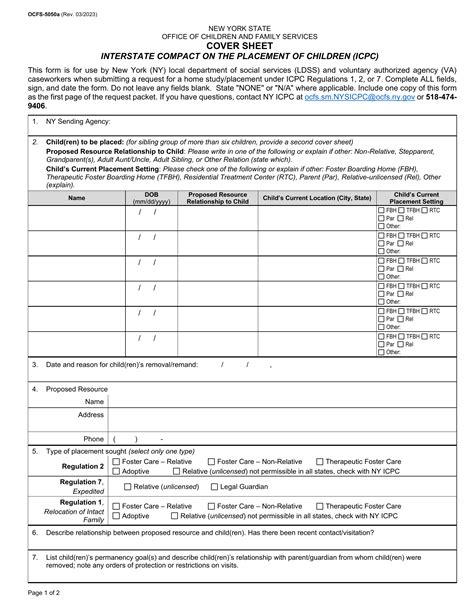 Ocfs A Ocfs Cover Sheet Forms Docs