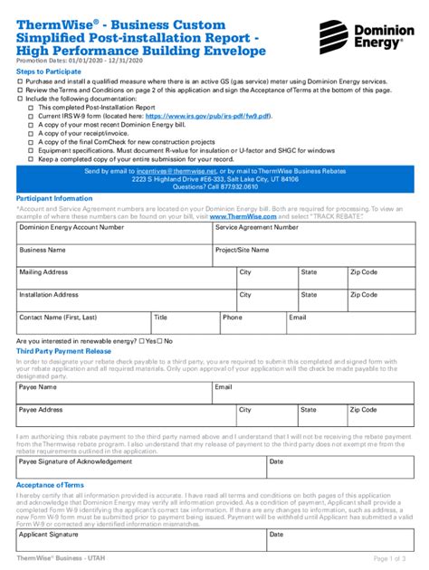 Fillable Online ThermWise Business Custom Simplified Post