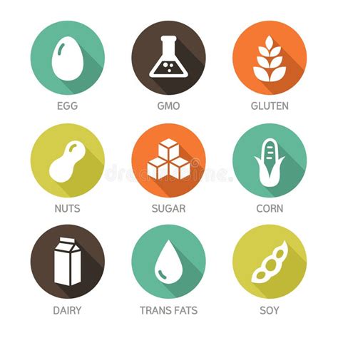 Icônes D allergène De Nourriture Réglées Illustration de Vecteur