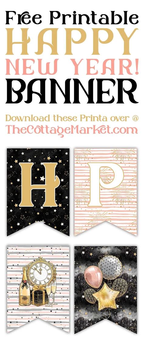 Free Printable Happy New Year Banner The Cottage Market New Year