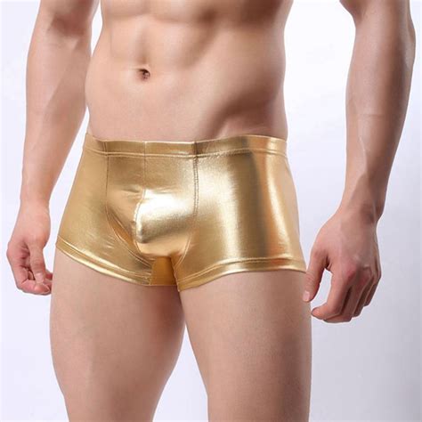 Mens Underwear Briefs Mens Faux Leather Painted Flat Angle Underwear