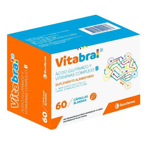 Vitabral 60 cápsulas Acido Glutámico Vitaminas complejo B Eurofarma