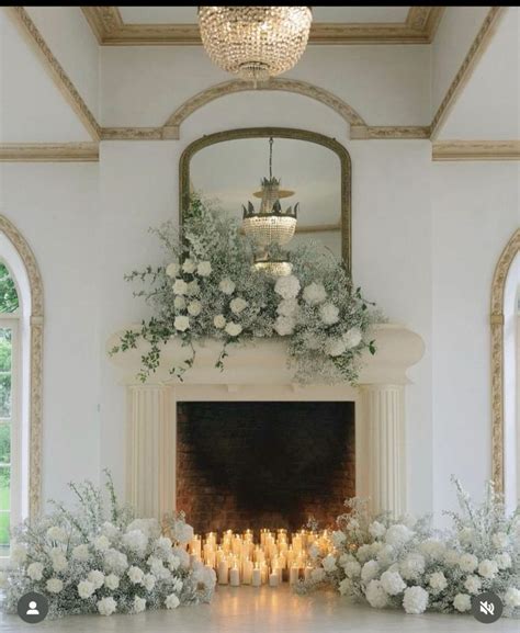 Wedding flowers altar in 2024 | Wedding fireplace, Winter wedding arch ...