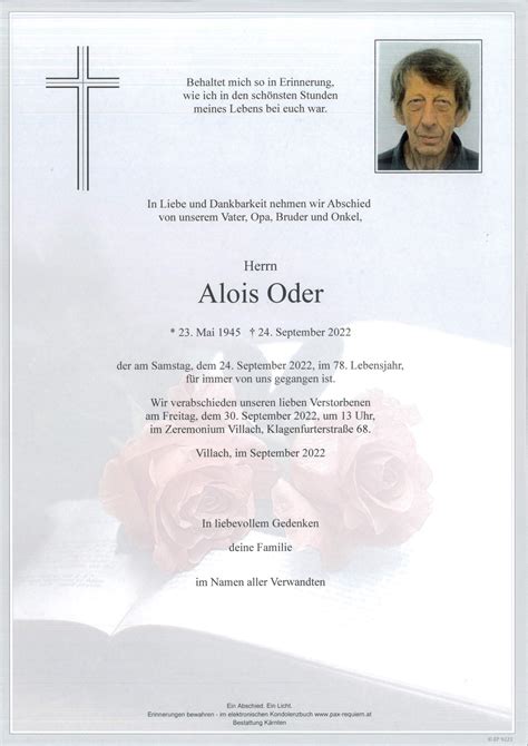 Parte für Alois Oder pax requiem