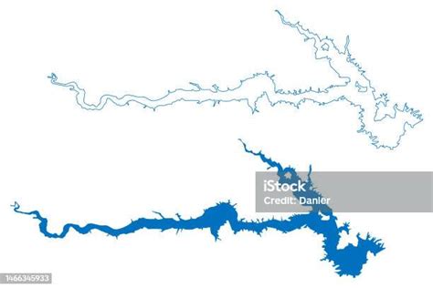 Lake Elwell Reservoir Map Vector Illustration Scribble Sketch Tiber Dam Map Stock Illustration