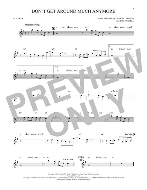 Don T Get Around Much Anymore By Duke Ellington Sheet Music For Alto