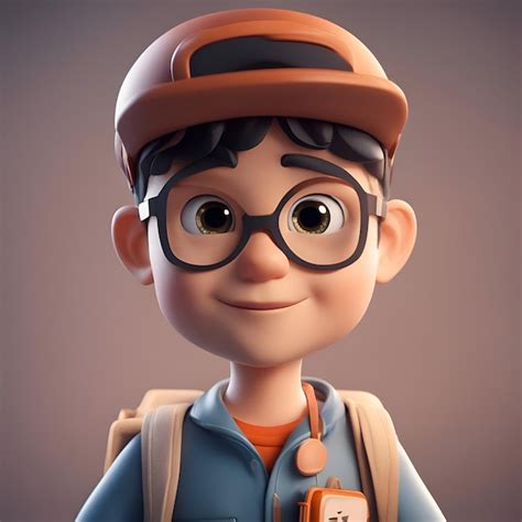 3d Illustration Eines Jungen Mit Mütze Und Brille Und Rucksack Kostenlose Foto