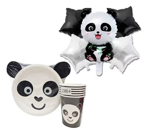 Set Platos Torta Vasos Globos De Cart N Panda Cuotas Sin Inter S