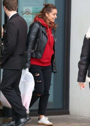 Louise Redknapp In Leather Jacket Leaves Hilton Hotel In Liverpool