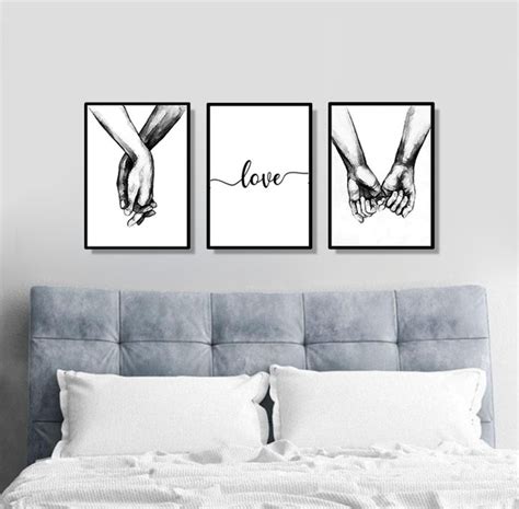 Kit 3 Quadros Decorativos Casal Para Quarto Love Namorados Elo7