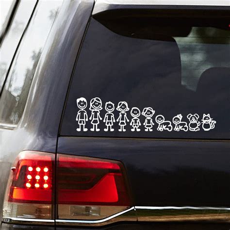 Stick Figure Family Vinyl Car Decals Parents Kids Pets - Etsy