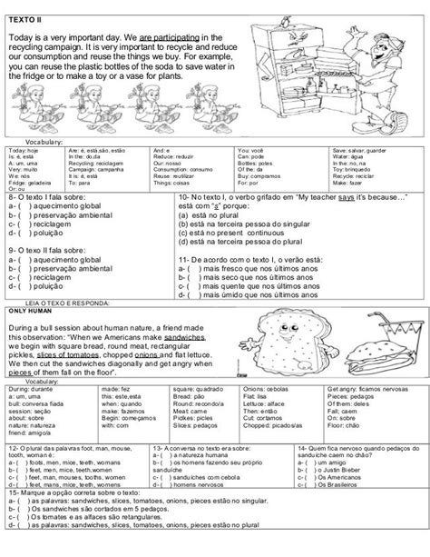 Atividade De Interpretação De Texto Em Ingles 9 Ano Texto Exemplo