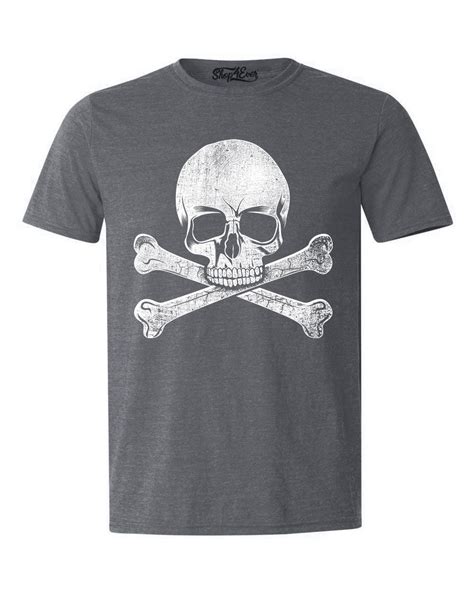 Unisex Short Sleeves Tee Pirate Skull Crossbones Distressed T Shirt