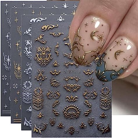 9 Blatt Bronzieren Gold Silber Nagelsticker Selbstklebend