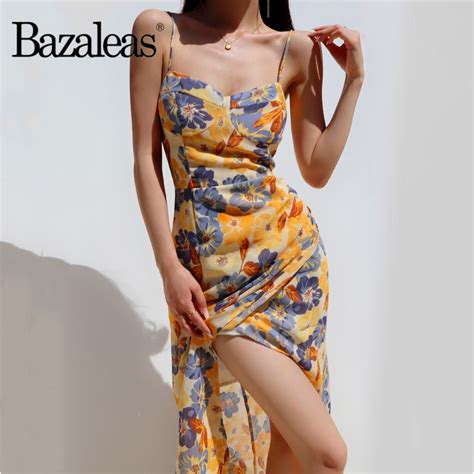 Bazaleas Vestido De Verano Con Estampado Floral Para Mujer Elegante