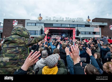 EMMEN - FC Emmen players during the ceremony on the Stadionplein ...