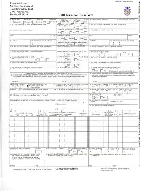 medical claim form templates  printable claimformsnet