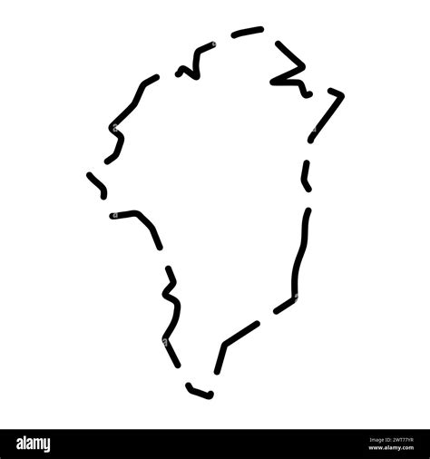 Greenland Simplified Map Black Broken Outline Contour On White Background Simple Vector Icon