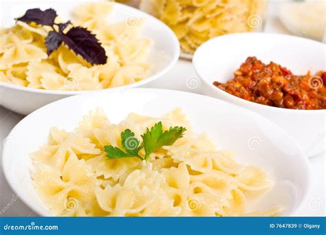 Butterflies Pasta and Bolognese Sauce Stock Image - Image of grated, italian: 7647839