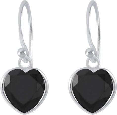 8 Mm Heart Cubic Zirconia 925 Sterling Silver Earrings Amazon Co Uk