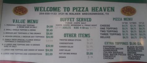 Pizza Heaven Menu Breckenridge Menutex